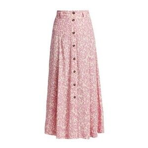 Ganni Women Crepe Floral Skirt Pink Size 40 / US 10 Viscose Normcore
